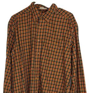 L.L. Bean Orange Green Plaid Mens SZ:L-REG Shirt